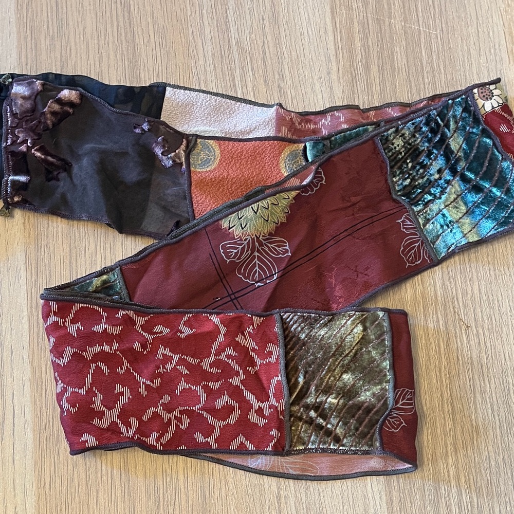 Multicolor Silk Vintage Patchwork Scarf - Picture 3 of 3